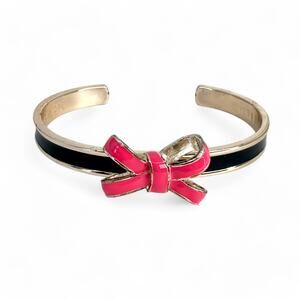 Vera Bradley Bow Cuff Bracelet Pink and Navy Blue Enamel Live Love Hope